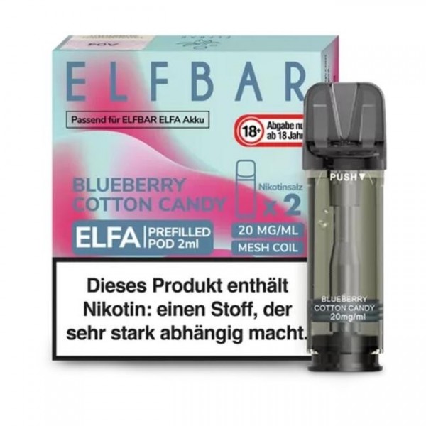 Blueberry Cotton Candy - Elf Bar - Elfa Prefilled Pod (2er-Pack)