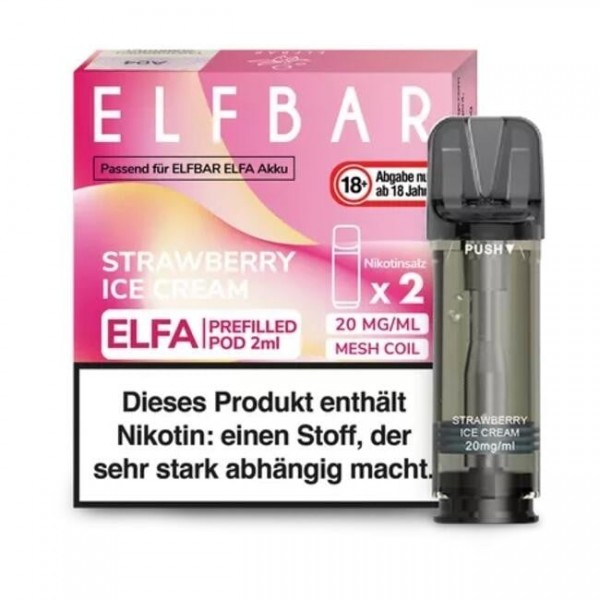 Strawberry Ice Cream - Elf Bar - Elfa Prefilled Pod (2er-Pack)