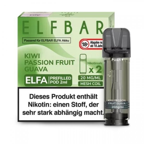 Kiwi Passion Fruit Guava - Elf Bar - Elfa Prefilled Pod (2er-Pack)